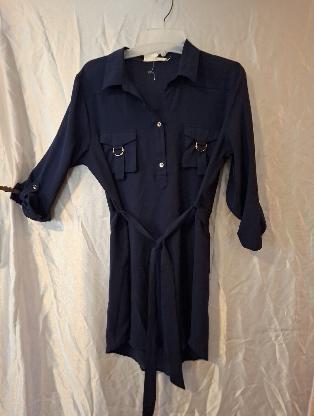 Sweet Wanderer Navy Shirt/Tunic with Waist Tie